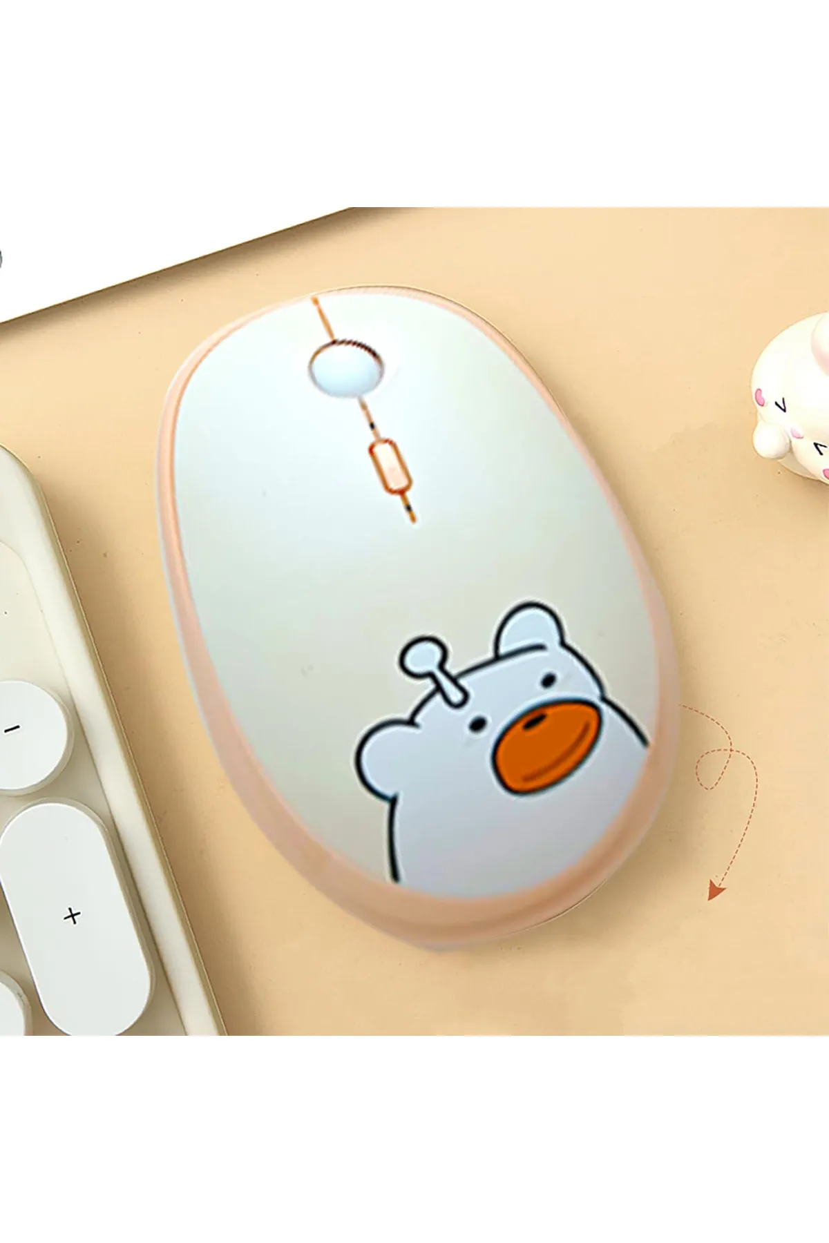 Mofii Hellobear Yuvarlak Tuşlu Ayıcık Desenli Kablosuz Kahverengi Klavye Mouse Set